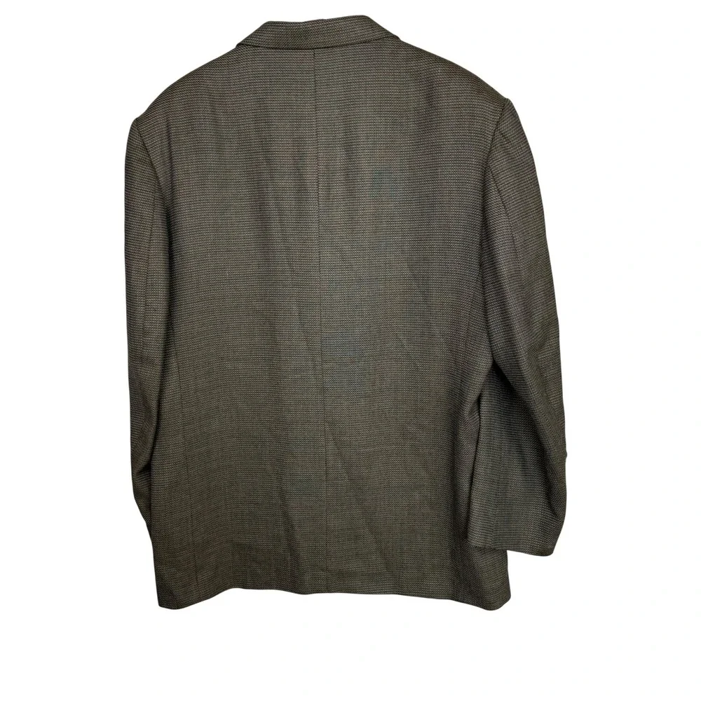 Oscar De La‎ Renta Blazer Mens Olive Brown Micro Pattern 3 Button Sport Coat 46R